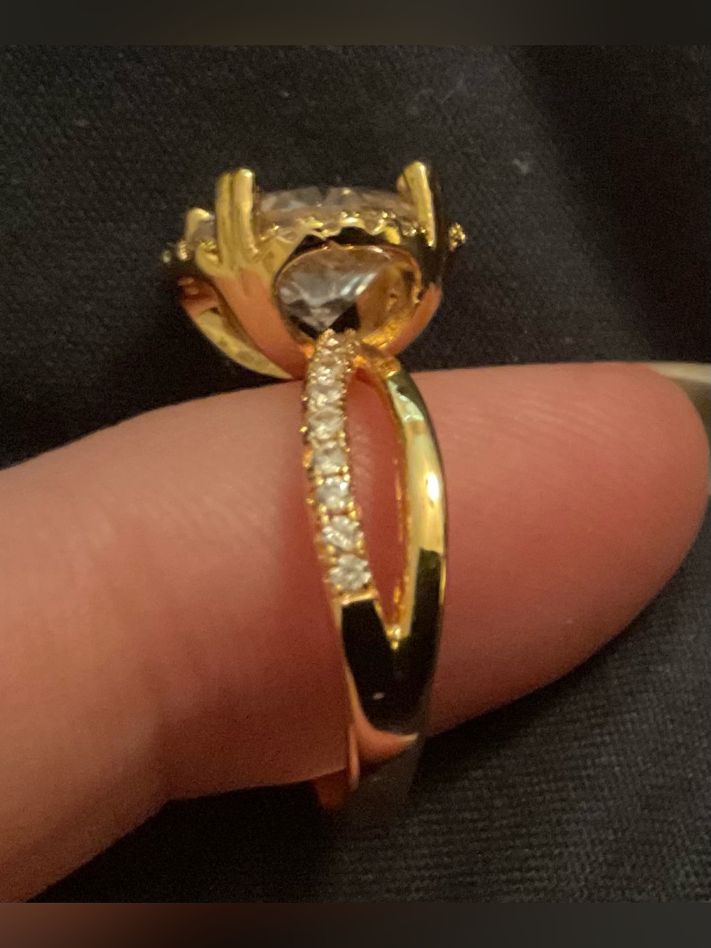 18K Gold Filled 4CT Round AAA CZ Hidden Halo Ring | Pavé Split Shank Size 6 NWOT - Picture 9 of 11